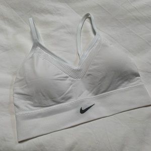 White Slim Strap Nike Sports Bra